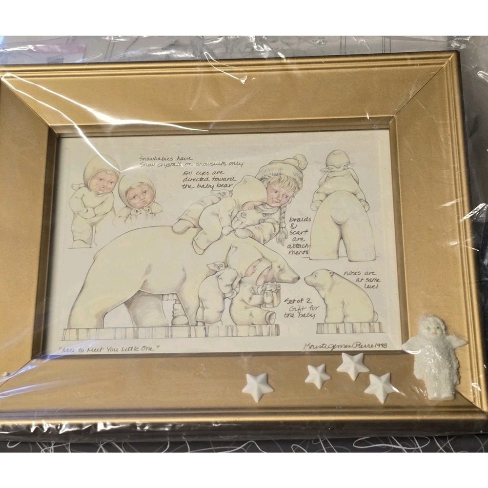 Snowbabies Dept 56 Picture Frame Friendship‎ Club Print 1998-1999 Original Box